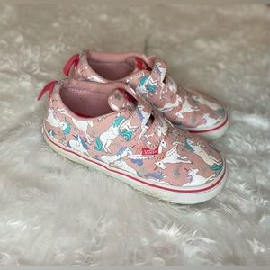 Toddler girl unicorn pink slip on vans. Size 8.